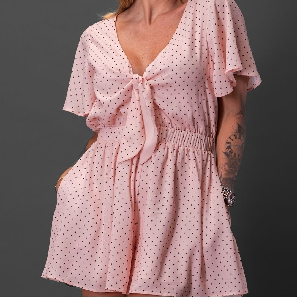 NWT Egreis Rainey Romper in Pink Polka Dot size Small - Picture 3 of 9